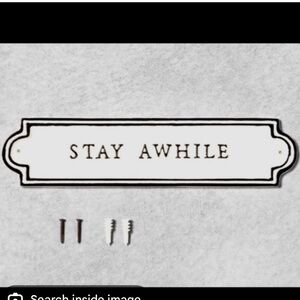 Hearth & Hand, Magnolia, Ceramic & Metal Sign, Stay Awhile, 17.5 x 4 in, Blk&Wht